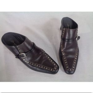 BRIGHTON "Tempe" SZ 9M Brown Leather Studded Clogs